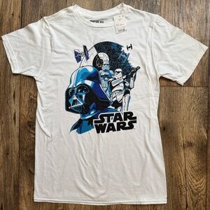 NWT Boys Star Wars XL Graphic Tee Darth Vader Stormtrooper White Shirt